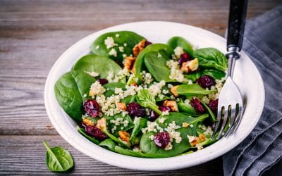 Maple Infused Spinach, Quinoa & Roasted Pecan Salad